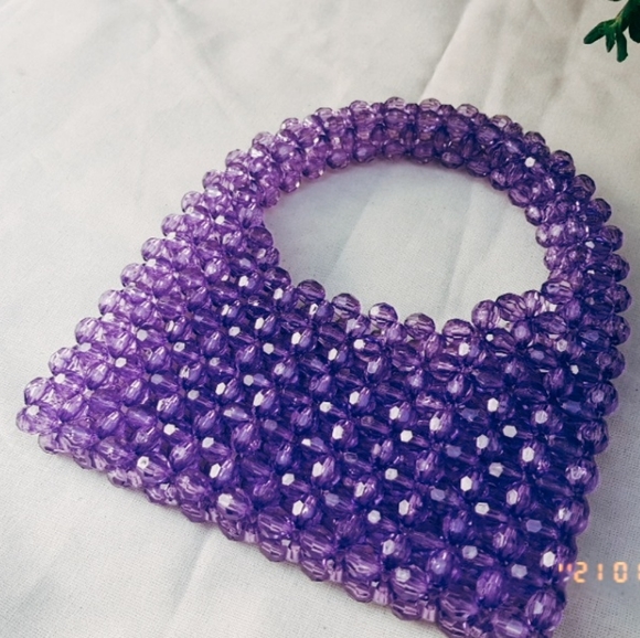 SOLD Purple Mini Crystal Beaded Handbag - Picture 3 of 4